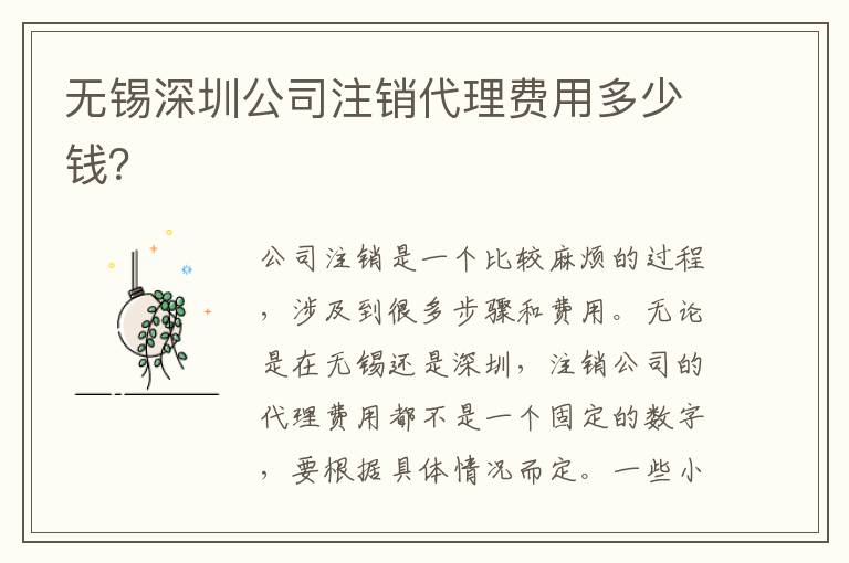 無錫深圳公司注銷代理費(fèi)用多少錢？