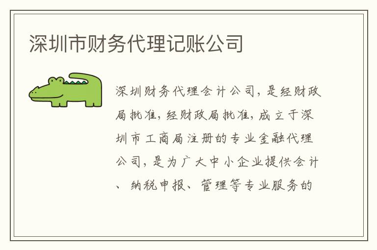 深圳市財務代理記賬公司