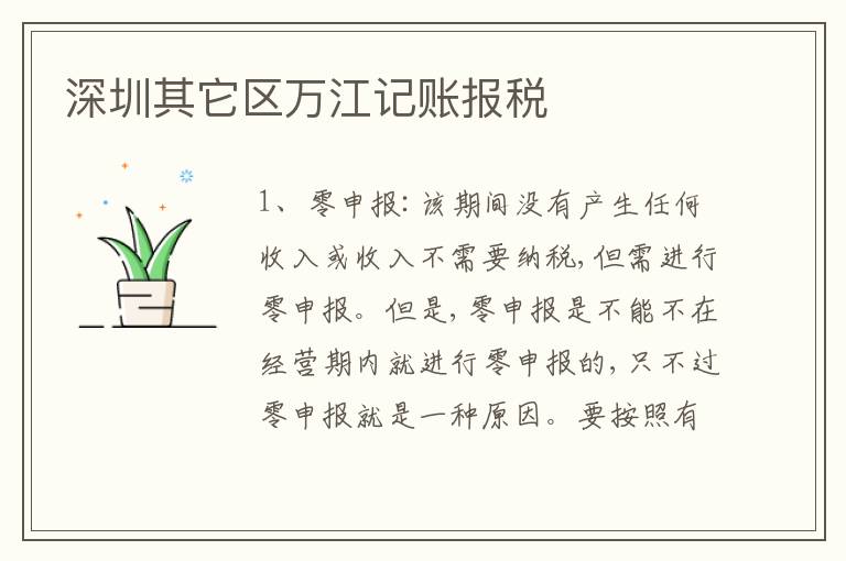 深圳其它區(qū)萬江記賬報(bào)稅