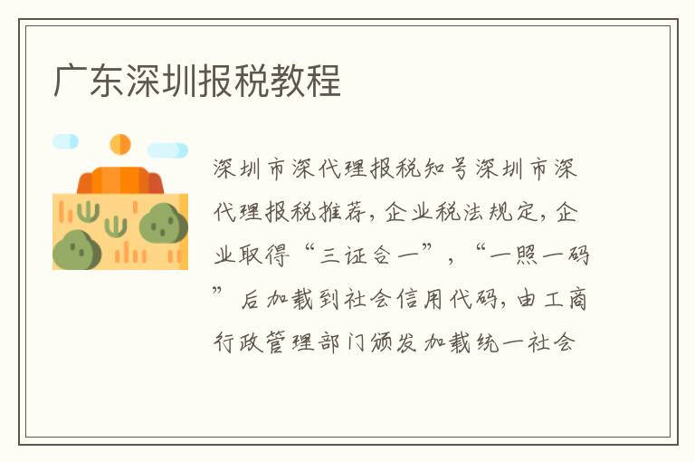 廣東深圳報稅教程