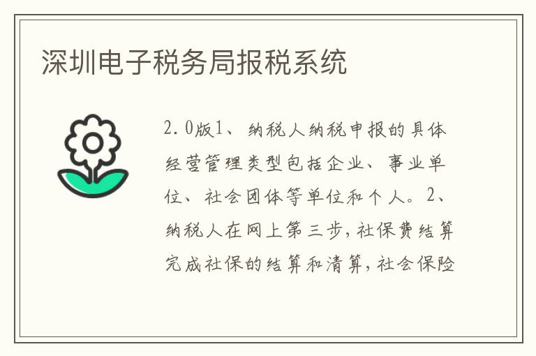深圳電子稅務(wù)局報(bào)稅系統(tǒng)