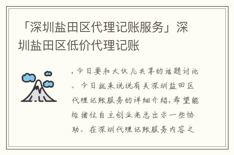 「深圳鹽田區(qū)代理記賬服務(wù)」深圳鹽田區(qū)低價(jià)代理記賬