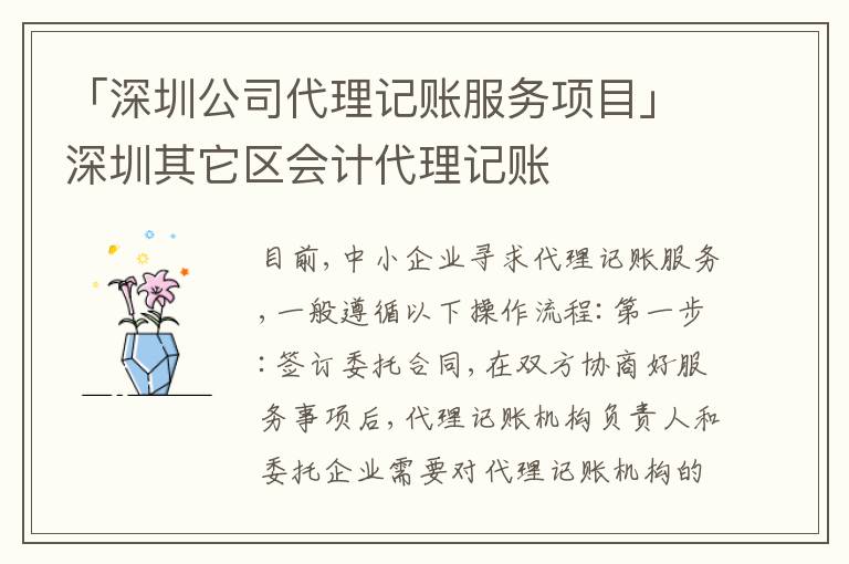 「深圳公司代理記賬服務(wù)項(xiàng)目」深圳其它區(qū)會(huì)計(jì)代理記賬