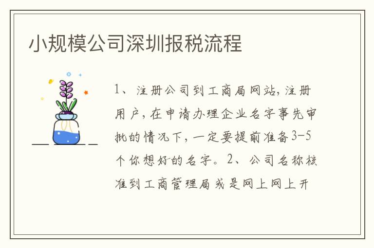 小規(guī)模公司深圳報稅流程
