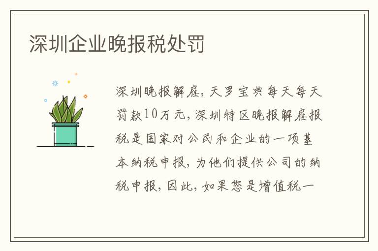 深圳企業(yè)晚報稅處罰
