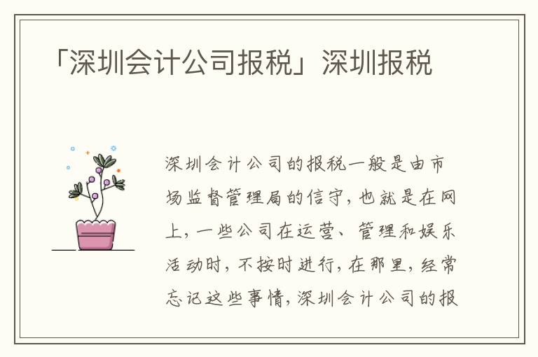 「深圳會計公司報稅」深圳報稅