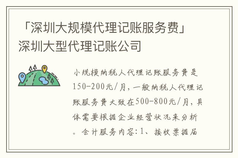 「深圳大規(guī)模代理記賬服務費」深圳大型代理記賬公司