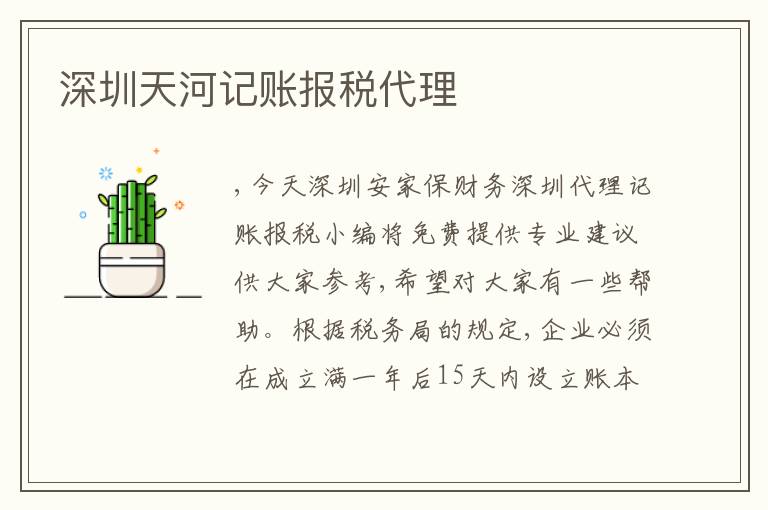 深圳天河記賬報稅代理