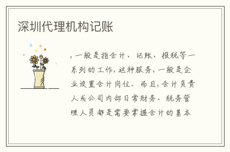 深圳代理機構記賬