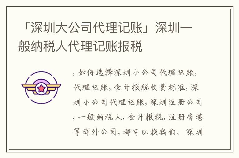 「深圳大公司代理記賬」深圳一般納稅人代理記賬報(bào)稅