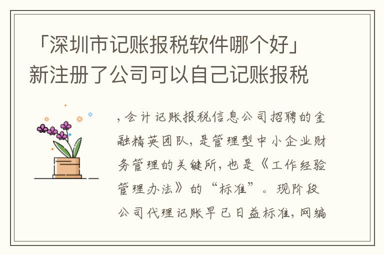 「深圳市記賬報(bào)稅軟件哪個(gè)好」新注冊(cè)了公司可以自己記賬報(bào)稅嗎