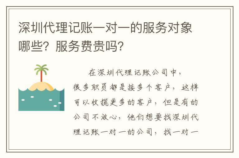 深圳代理記賬一對一的服務對象哪些？服務費貴嗎？