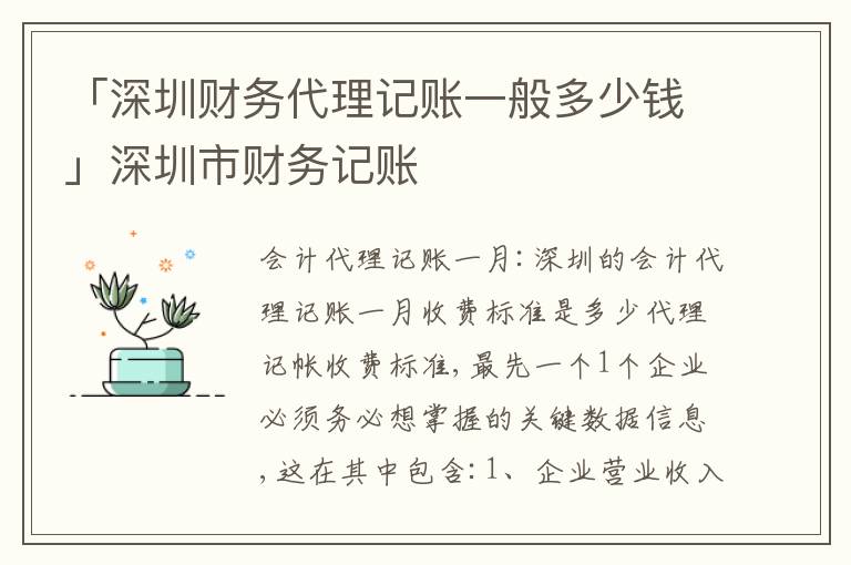 「深圳財(cái)務(wù)代理記賬一般多少錢(qián)」深圳市財(cái)務(wù)記賬