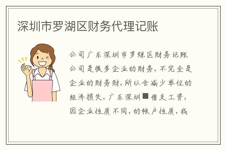 深圳市羅湖區(qū)財(cái)務(wù)代理記賬