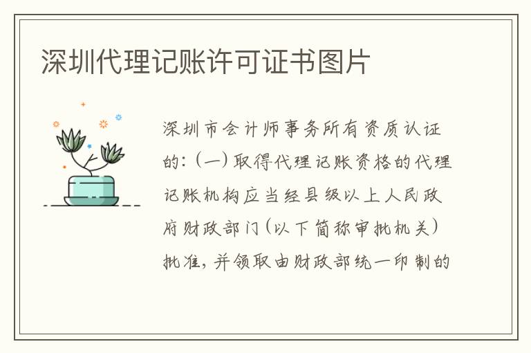 深圳代理記賬許可證書圖片