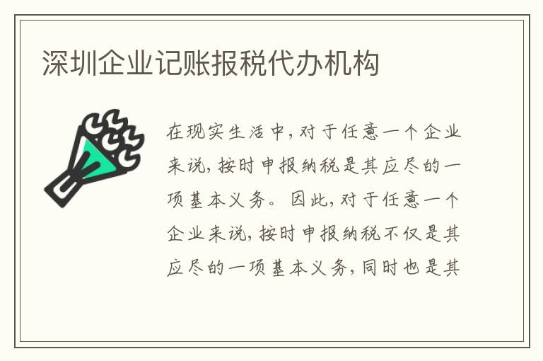 深圳企業(yè)記賬報稅代辦機構(gòu)