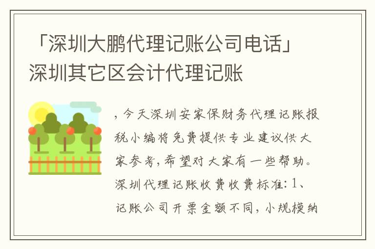 「深圳大鵬代理記賬公司電話」深圳其它區(qū)會(huì)計(jì)代理記賬