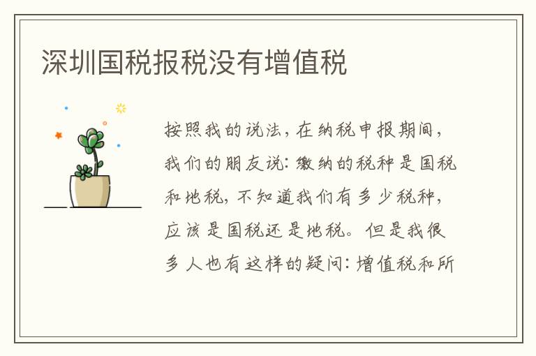 深圳國稅報(bào)稅沒有增值稅