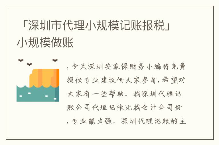 「深圳市代理小規(guī)模記賬報(bào)稅」小規(guī)模做賬
