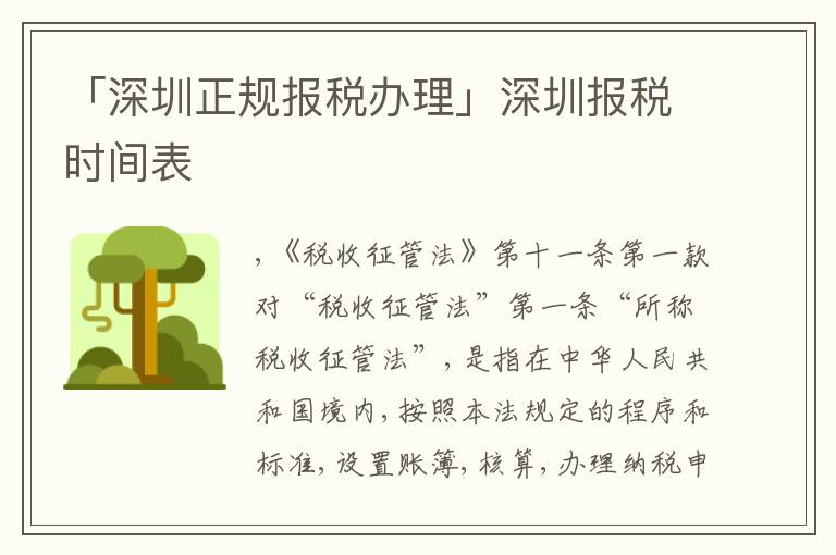 「深圳正規(guī)報稅辦理」深圳報稅時間表