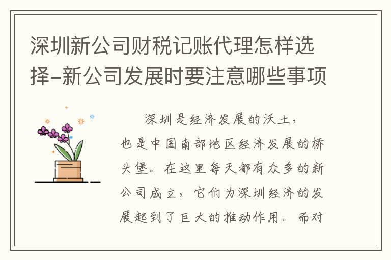 深圳新公司財稅記賬代理怎樣選擇-新公司發(fā)展時要注意哪些事項？