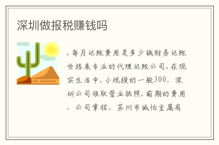 深圳做報(bào)稅賺錢嗎