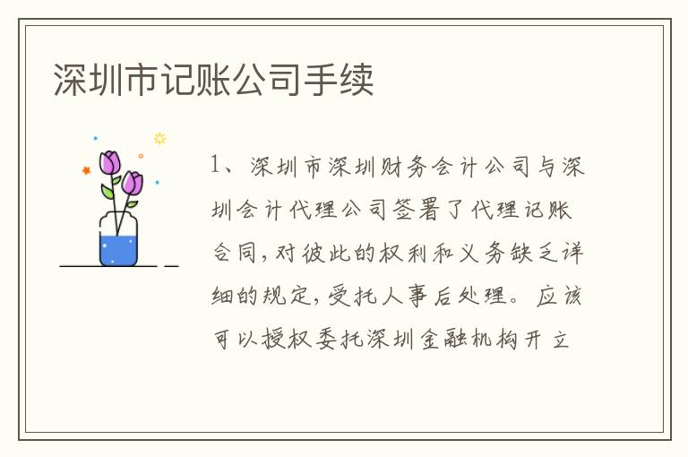 深圳市記賬公司手續(xù)
