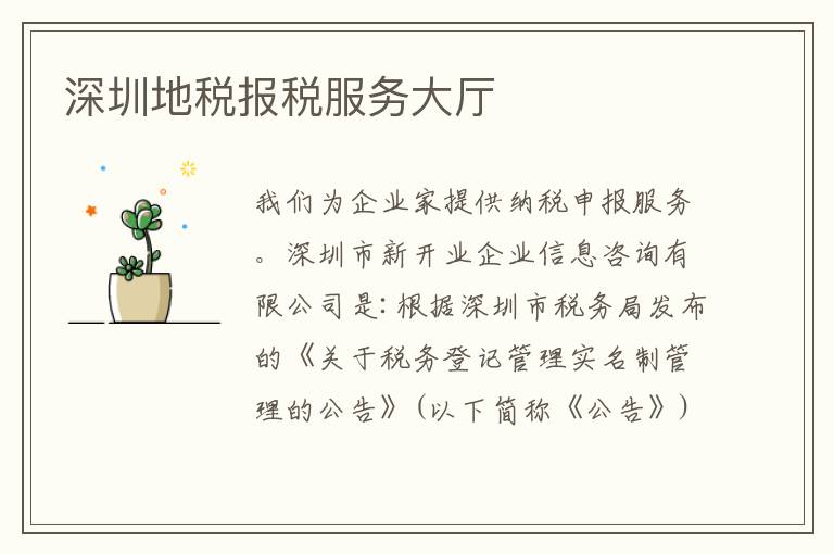 深圳地稅報稅服務(wù)大廳