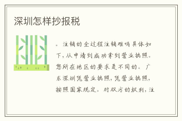 深圳怎樣抄報(bào)稅