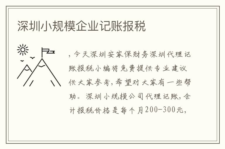 深圳小規(guī)模企業(yè)記賬報稅