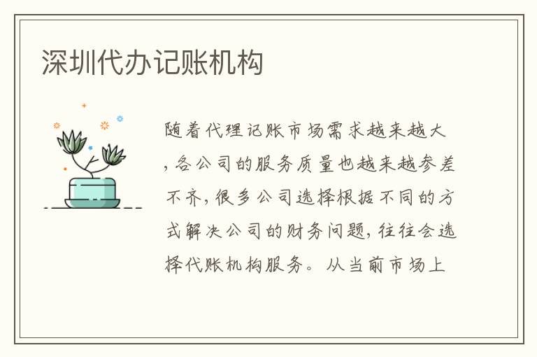 深圳代辦記賬機構(gòu)
