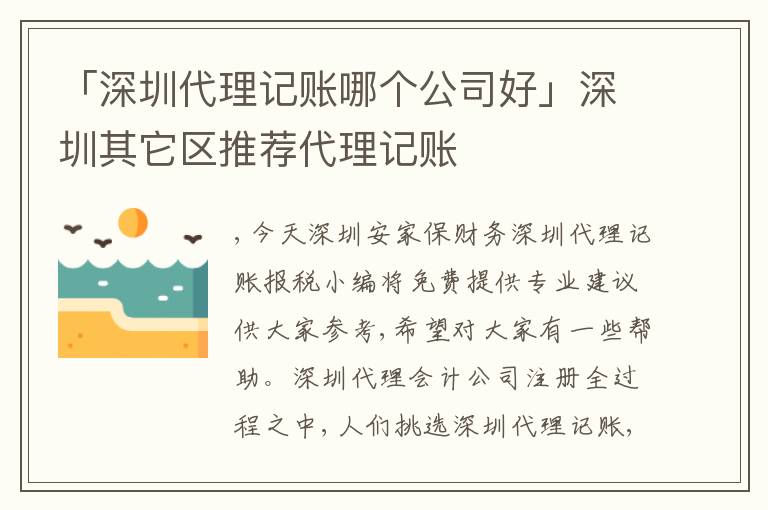 「深圳代理記賬哪個公司好」深圳其它區(qū)推薦代理記賬