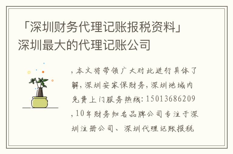 「深圳財(cái)務(wù)代理記賬報(bào)稅資料」深圳最大的代理記賬公司