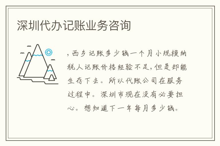 深圳代辦記賬業(yè)務(wù)咨詢