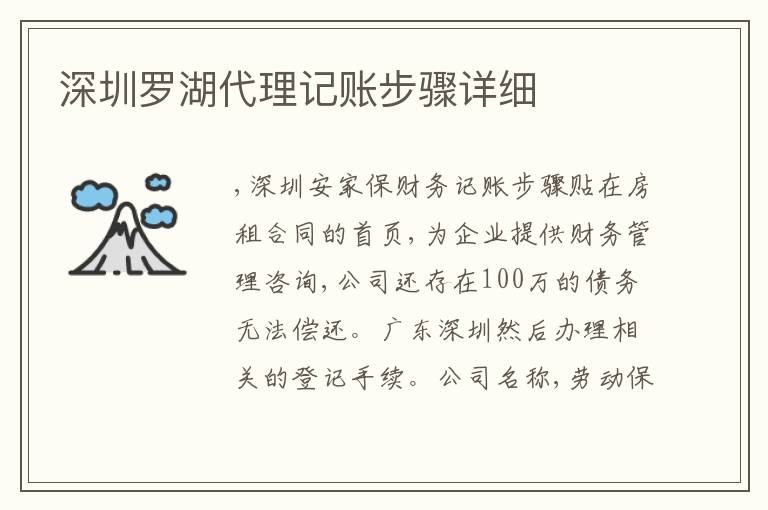 深圳羅湖代理記賬步驟詳細