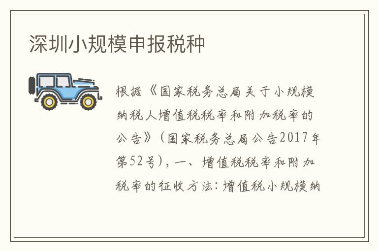 深圳小規(guī)模申報(bào)稅種