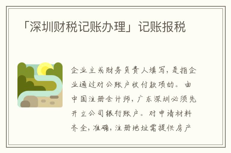「深圳財(cái)稅記賬辦理」記賬報(bào)稅