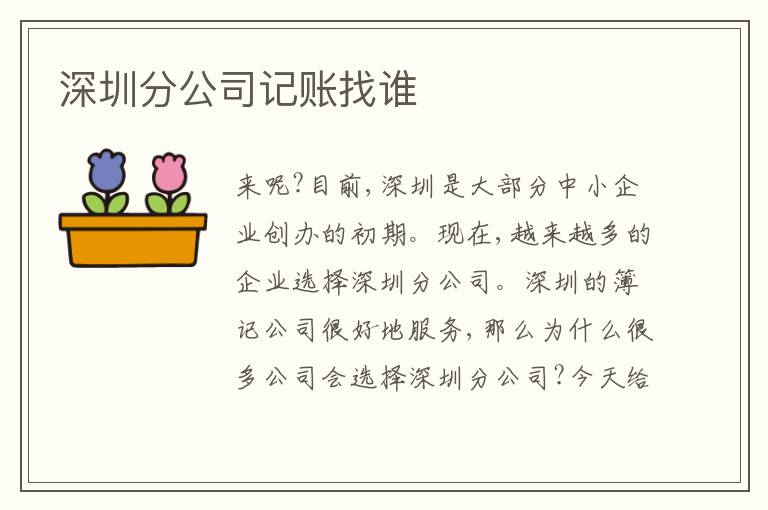 深圳分公司記賬找誰