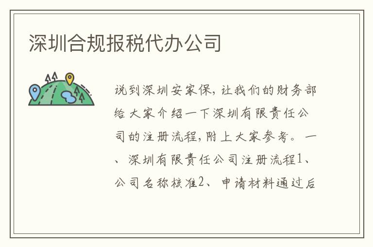 深圳合規(guī)報(bào)稅代辦公司