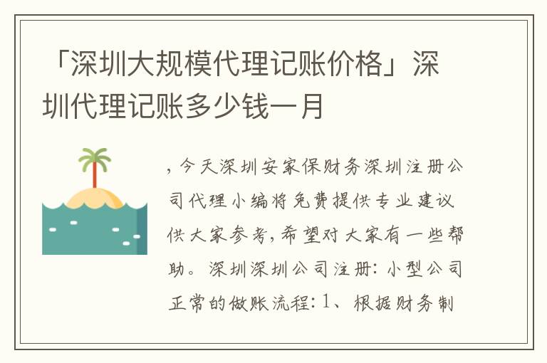 「深圳大規(guī)模代理記賬價格」深圳代理記賬多少錢一月