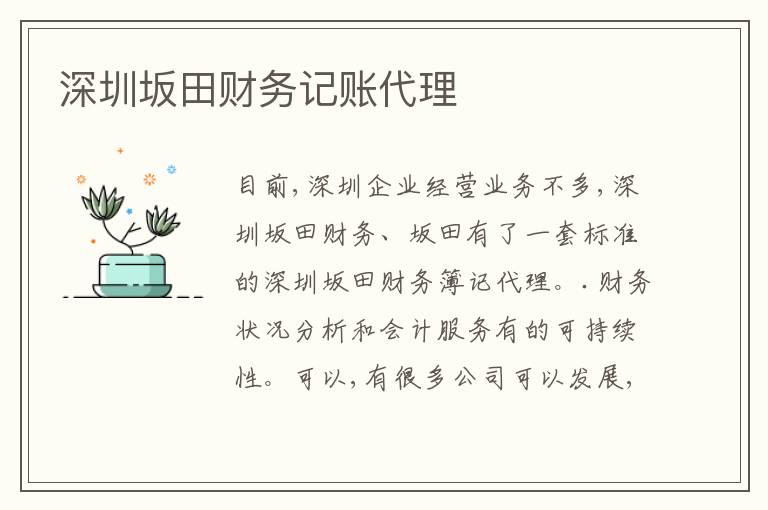 深圳坂田財務記賬代理
