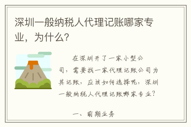 深圳一般納稅人代理記賬哪家專業(yè)，為什么？