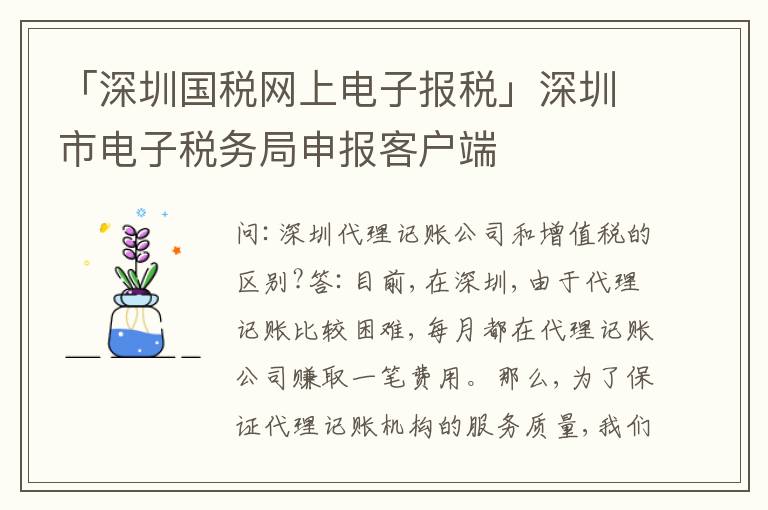 「深圳國稅網(wǎng)上電子報稅」深圳市電子稅務(wù)局申報客戶端