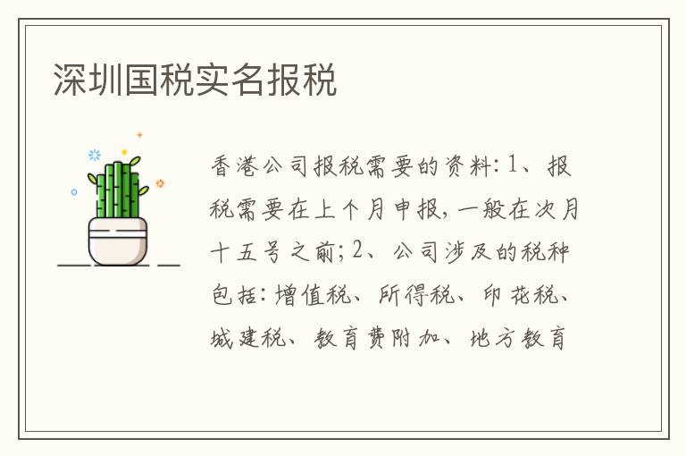 深圳國稅實名報稅
