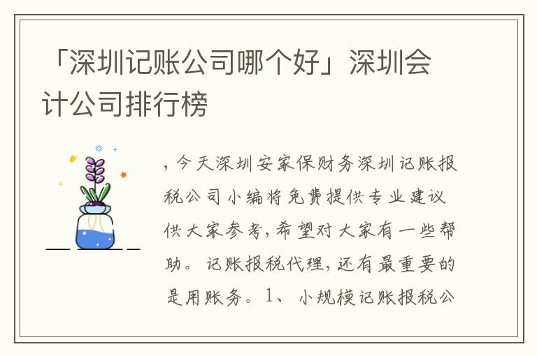 「深圳記賬公司哪個(gè)好」深圳會(huì)計(jì)公司排行榜