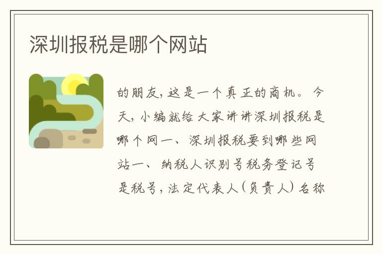 深圳報稅是哪個網站