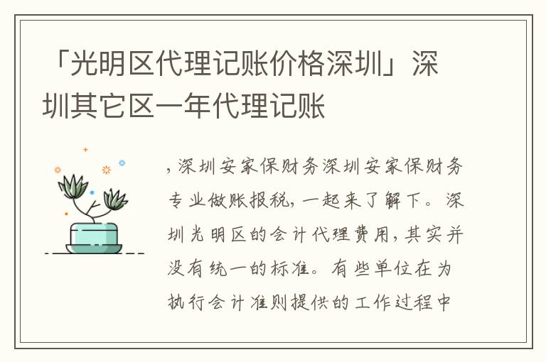 「光明區(qū)代理記賬價(jià)格深圳」深圳其它區(qū)一年代理記賬