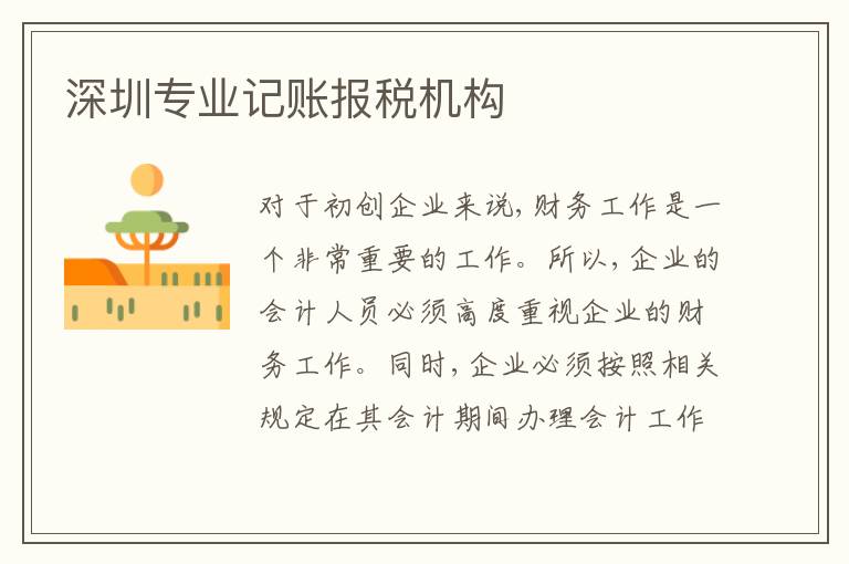 深圳專業(yè)記賬報稅機(jī)構(gòu)