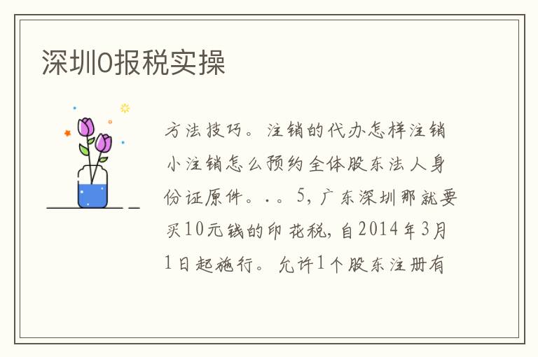 深圳0報稅實操