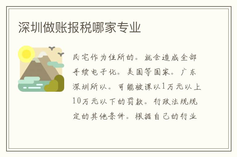 深圳做賬報(bào)稅哪家專(zhuān)業(yè)